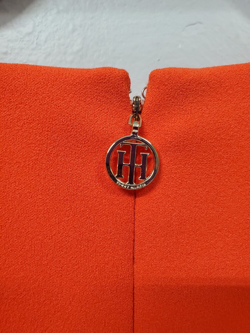 Office Siren Luxery Evening Wear Tommy Hilfiger Fitted Sheath Dress 8 Orange - Picture 6 of 8